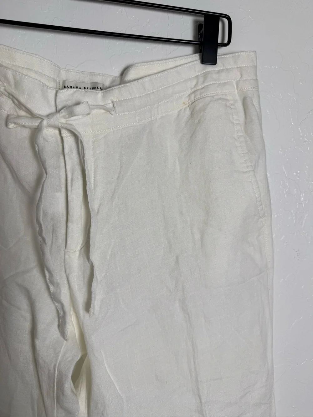Banana Republic White 100% Linen Drawstring Pants Size 8